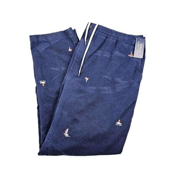 New Polo Ralph Lauren Men’s Pants  Size 2XB Elastic Waist Classic Fit Sailboats - Picture 2 of 12